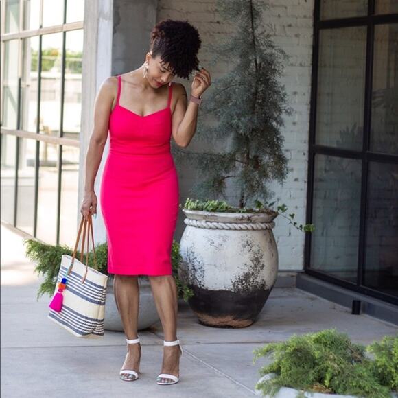 Banana Republic Bi-Stretch Cami Sheath Dress size 6 Strawberry Pink - Picture 1 of 12